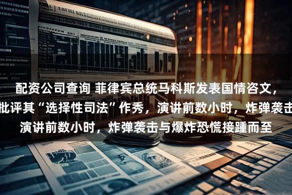 配资公司查询 菲律宾总统马科斯发表国情咨文，重点反腐问责，民众批评其“选择性司法”作秀，演讲前数小时，炸弹袭击与爆炸恐慌接踵而至